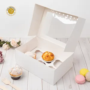 OOLIMA Fábrica Venda Direta Mini Cake Stand Cupcake Box Gold Clear Window