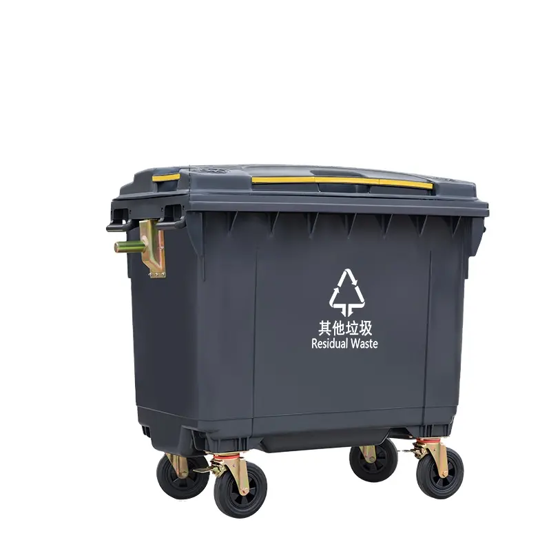 660 lít kích thước lớn chất thải thùng di động ngoài trời Thùng rác có thể đường phố HDPE Nhựa thùng rác bin để bán