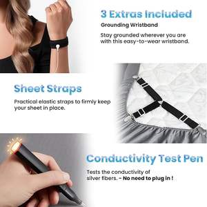 Sábana bajera de tierra 5% fibra de plata 95% algodón sábana bajera con cable de puesta a tierra - Product Image 4