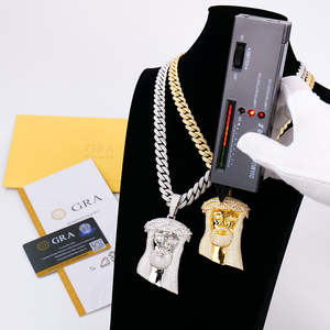 Collar con Colgante de Cruz de Jesús en Plata de Ley 925 con Incrustaciones de Moissanita VVS GRA, Estilo Hip Hop para Hombre, en Oro Blanco/Amarillo - Product Image 3