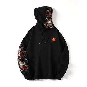 Người Đàn Ông Của Hoodies Biểu Tượng Tùy Chỉnh Màu Rồng Thêu Mô Hình Áo Sản Xuất Đội Mũ Trùm đầu Người Đàn Ông Của Áo Nỉ