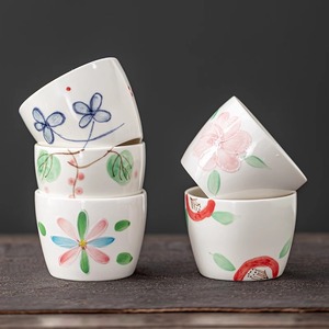 แก้วชาเซรามิกเพ้นท์ลายดอกไม้สำหรับใช้ในบ้าน สไตล์โอเรียนทอล - Product Image 1