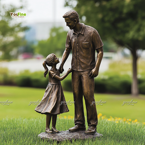 Statua Personalizzata in Bronzo YouFine di Padre <span class=keywords><strong>e</strong></span> Figlio a Grandezza Naturale, Scultura Commemorativa per Giardino Esterno - Product Image 6