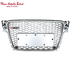 For Audi A4 B8 A4L Change To S4 RS4 Front Bumper Grille Ready To Ship Silver High Quality Grill No Logo Style 2008-2012