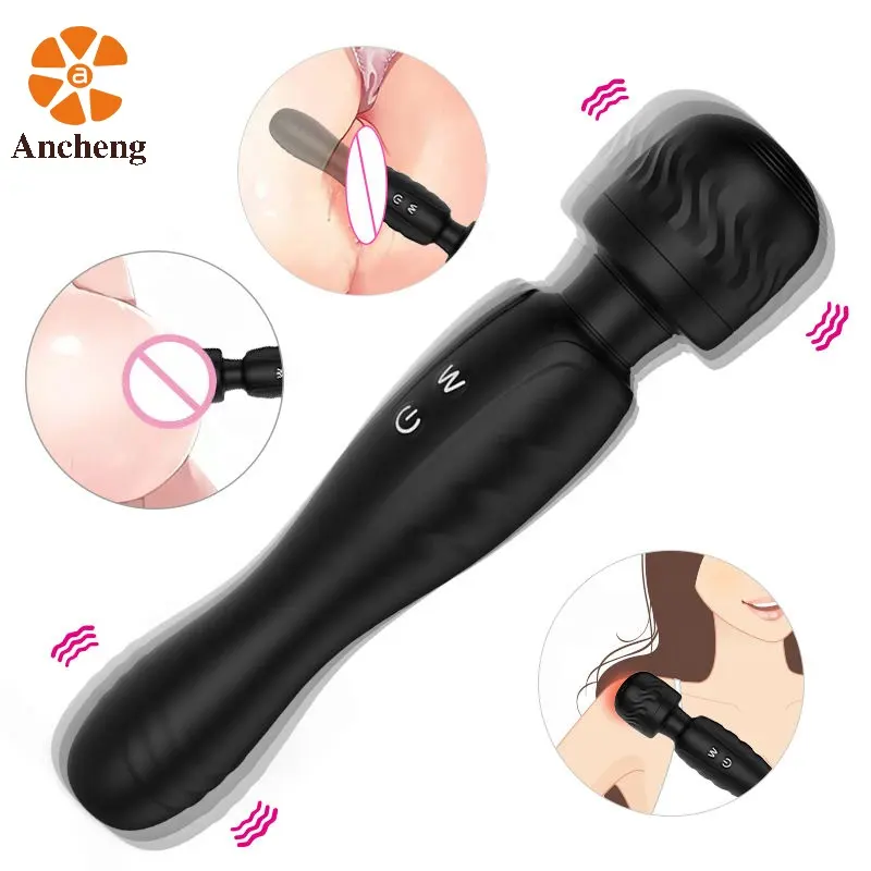 Silicone 12 frequency double headed AV wand clitoral vagina G Spot vibrator dildo for female sex toys