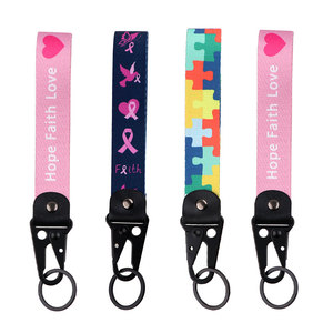 Tùy chỉnh ung thư vú nhận thức cổ tay dây đeo ngắn thăng hoa tình yêu màu hồng Keychain dây buộc với logo - Product Image 4