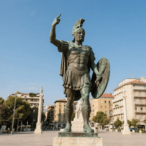 Изготовленная на заказ полноразмерная уличная статуя воина из бронзы, выполненная методом традиционного литья - Product Image 4