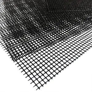 BBQ Grill Mesh Mat, Set of 5, Nonstick Barbecue Grill Sheet Liners Grilling Mats 15.75*13" Black