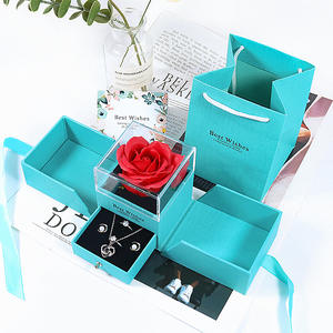 TC lujo doble cajón abierto caja jabón flor joyería caso San Valentín madres día regalo eternidad Rosa joyero - Product Image 3