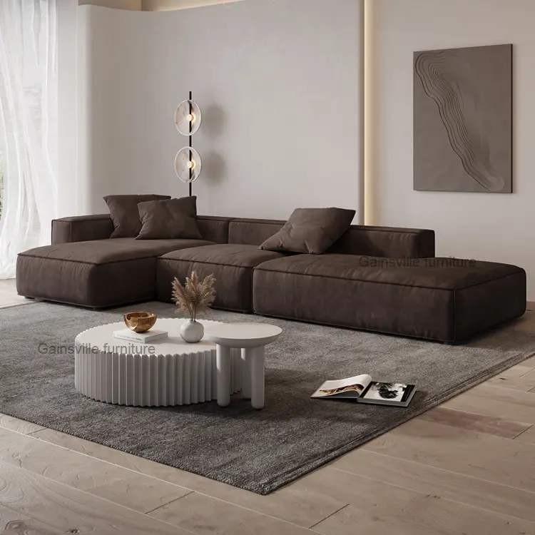 Avrupa tarzı high-end kadife kumaş köşe koltuk takımı tasarımları modern l şekli kanepe set mobilya lüks