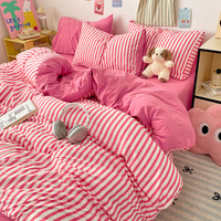Linge de lit simple pleine grandeur Ensemble de housse de couette Queen/King Double Lit simple à rayures Ensemble de housse de couette avec taies d'oreiller