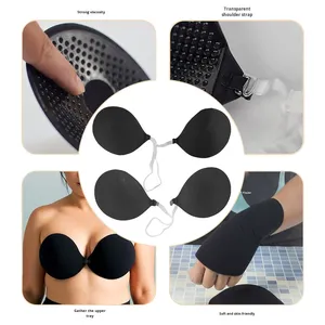 Strapless <strong>Bra</strong> <strong>Small</strong> <strong>Breasts</strong> Enhancement Anti-Exposure Solid Pattern Seamless <strong>Bra</strong> for Wedding Dresses Wedding Invisible <strong>Bra</strong> - Product Image 3