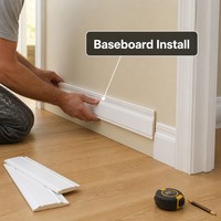 Moulure en bois blanc apprêtée, profilé rainuré décoratif sur mesure pour la décoration murale intérieure