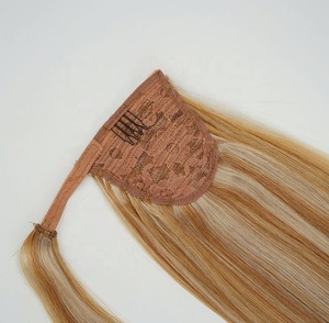 Queue de cheval 100% cheveux vierges brésiliens, personnalisée, pré-collée, bouclée crépue, couleur balayage blonde, 100g par pièce, haute qualité - Product Image 3