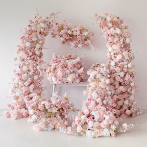 Arche florale artificielle en forme de croissant de <span class=keywords><strong>lune</strong></span> avec roses roses et blanches, toile de fond pour scène d'événement et décoration photo - Product Image 5