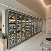 Armoire à vin en acier inoxydable avec éclairage LED, réfrigérateur à vin commercial pour hôtel, bar, restaurant, refroidissement à deux zones