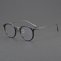 Montura de Gafas Redondas N054 de Acetato y Titanio para Hombre y Mujer, Montura de Gafas Ópticas Retro Vintage, Gafas con Logotipo Personalizado