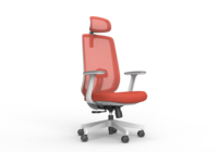 Chaise de bureau ergonomique en maille, réglable en hauteur, pivotante, avec appui-tête, cadre blanc, base en acier pour le bureau à domicile