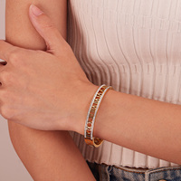 Bracelet minimaliste en acier inoxydable style français pour femme, chiffres romains, ajouré, bijoux fins