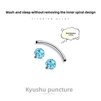 F136 Medical-Grade Titanium Female Eyebrow Piercing Curved-Barbell Stud Internal Threading Diamond Inlay 10mm Length Edgy Bold