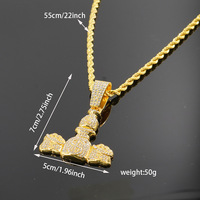 PD3155 Collier Pendentif Sac d'Argent Diamanté pour Homme, Style Hip Hop Urbain, Chaîne Cubaine en Alliage de Zinc, Personnalisable