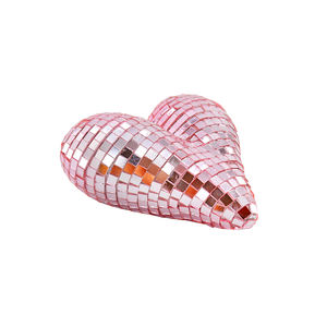 Luxus-Rosen-Pink-Herzförmiger reflektierender hängender Licht-Disco-Glasspiegel-Ball mit Ketten-Dekorationen für Party - Product Image 3