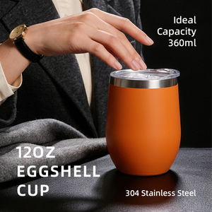 Mug à café isotherme en acier inoxydable de 12 oz en forme d'œuf avec logo personnalisé, gobelet <span class=keywords><strong>sous</strong></span> <span class=keywords><strong>vide</strong></span> anti-fuite avec couvercle de voyage, pour usage en gros en usine - Product Image 2