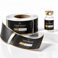 Autocollants personnalisés imperméables de haute qualité, adhésifs permanents, impression laser sur feuille d'or, étiquettes en rouleau PET pour petites bouteilles