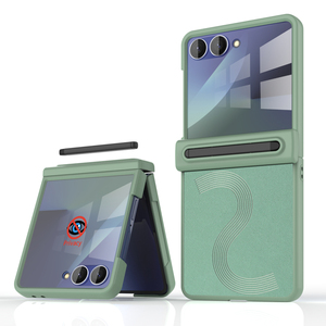 Funda para teléfono Samsung Fold, color puro, TPU y PC, con tira en relieve y soporte plegable, diseño para Galaxy Z Flip 6 7 8 - Product Image 2