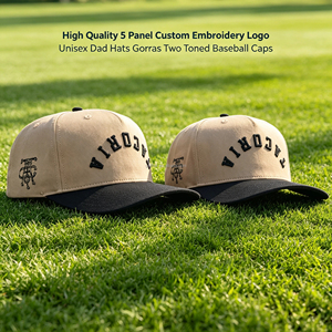 Casquettes de baseball structurées bicolores en sergé à 5 panneaux pour promotion de marque, vente en gros, avec broderie 3D en relief personnalisée, chapeau de sport - Product Image 1