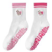 Chaussettes de yoga tricotées à motif animalier pour femme, antidérapantes, mi-mollet, idéales pour le Pilates et le fitness en intérieur