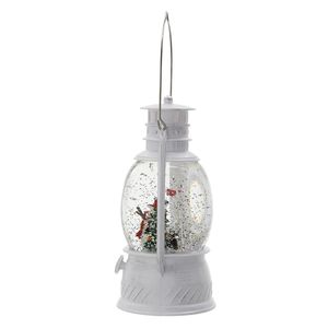 DB 4.7x4.7x8.3\" <b>White</b> Christmas <b>Lantern</b> Snowman Tree Plastic/Resin 6-Hour Timer LED/Water Spinning 3*AA Batteries - Product Image 5