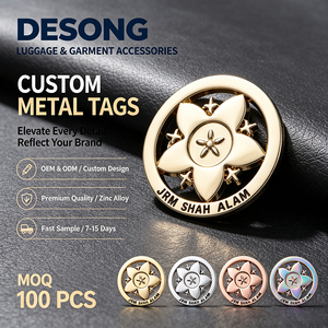 Emblème personnalisé en alliage de zinc antique pour accessoires vestimentaires et sacs, OEM & ODM, vente en gros, logo personnalisé, livraison rapide - Product Image 1