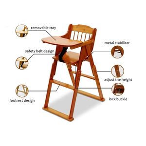 เก้าอี้สูงสำหรับเด็กแบบพับได้ ทำจากไม้ไผ่ เป็นมิตรกับสิ่งแวดล้อม ขายดีที่สุด พร้อมถาดปรับระดับได้และดีไซน์ทันสมัย - Product Image 4
