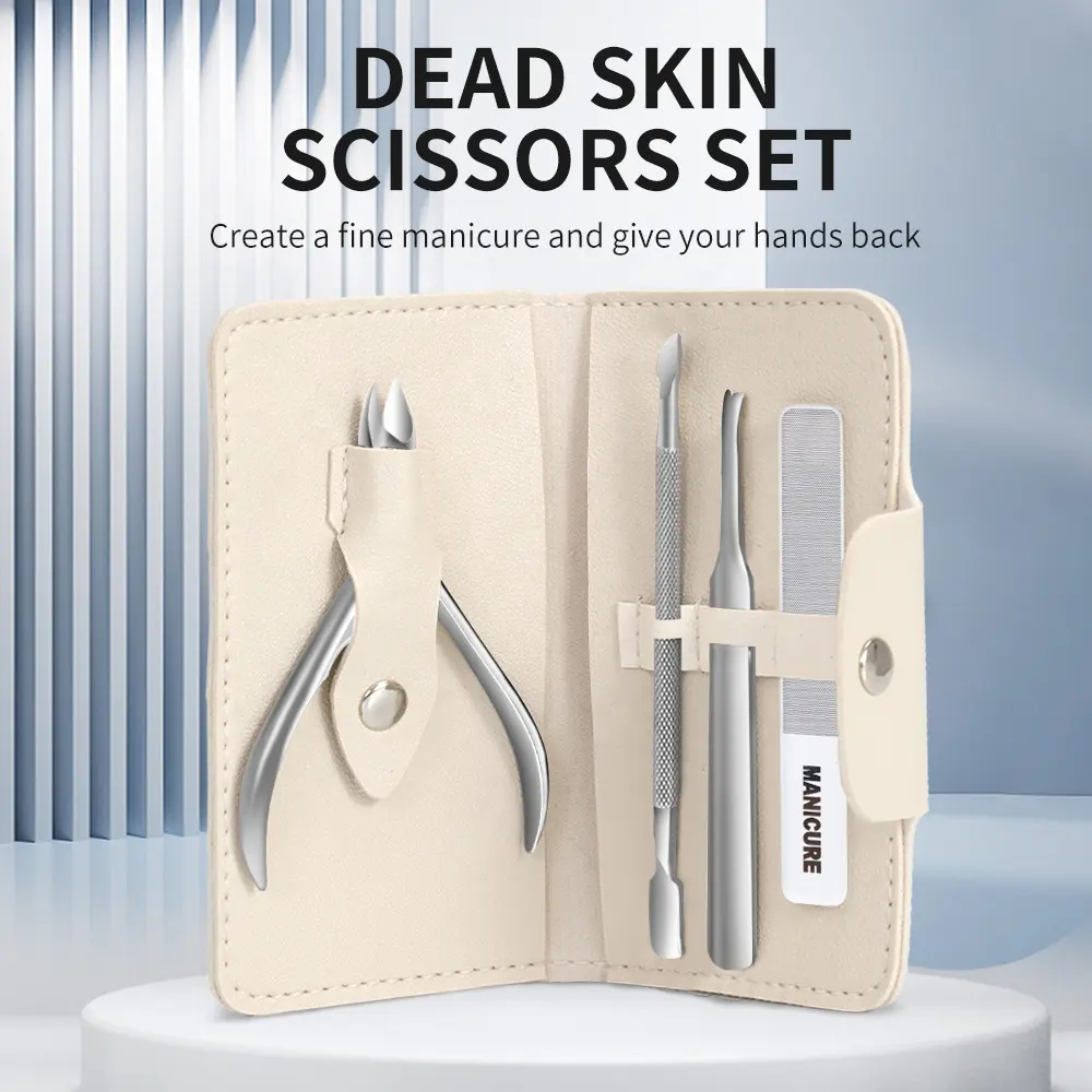Kit per la cura delle unghie portatile in acciaio inossidabile nuovo stile per cuticole Set di pinze borsa in pelle strumento di rimozione delle cuticole per Manicure Pedicure