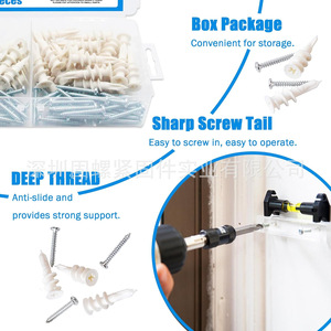 Plastic Self Drilling Anchor With Screws Metric Gypsum Board Drywall Anchors 100pcs Expansion Tube Set - Product Image 3