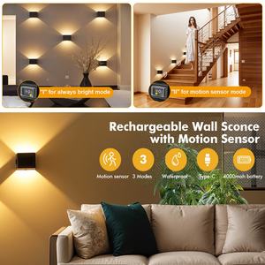 Lámpara de Pared con Sensor de Movimiento Recargable por USB, Lámpara de Pared Cuadrada Inalámbrica con Sensor para Iluminación Nocturna Interior - Product Image 2