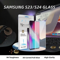 Protection d'écran en verre trempé liquide 3D incurvé avec lampe UV, colle intégrale, dureté 9H pour Samsung Galaxy S23 S22 Plus S24 Ultra