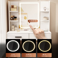 Commode de chambre américaine avec éclairage LED, petite table de maquillage familiale avec miroir et panneau de tiroirs, vente en gros transfrontalière