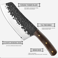 Couteaux de chef de 7 pouces, fabriqués à la main, en acier à haute teneur en carbone, couteau à découper professionnel pour boucher, couteau à hacher en acier inoxydable