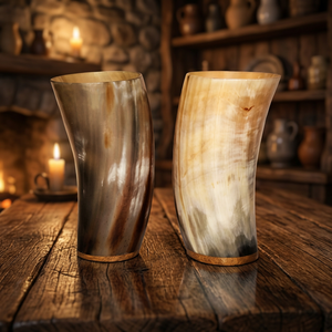 Vente en gros BS INTERNATIONAL – Tasses en verre style classique, thème animal corne de bœuf africaine, polies, écologiques, étanches, pour mariage - Product Image 1