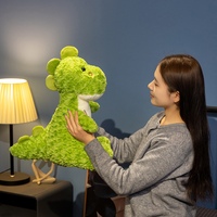 Boneka Dinosaurus Hijau Berbulu Keriting Lucu, Mainan Dino Duduk Lembut, Boneka Hewan Isi Dakron untuk Anak Laki-laki, Dekorasi Sofa Kamar Tidur, Kado Ulang Tahun