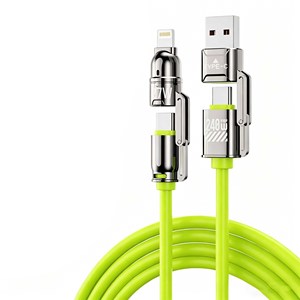 สายชาร์จแบบรวม 4-in-1 ความเร็วสูงพิเศษ 240W – ซิลิโคนเหลว + โลหะผสมสังกะสี สำหรับโทรศัพท์ iPhone iPad Android - Product Image 3