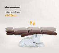 Table de massage électrique moderne en cuir marron pour esthéticienne, soins des cils, spa facial, avec 4 moteurs réglables et chaise de maquillage