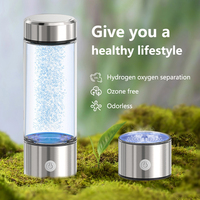 Bouteille d'hydrogène en acier inoxydable et verre borosilicate de 420 ml avec logo personnalisé, couvercle anti-fuite, design innovant, adaptée aux adultes