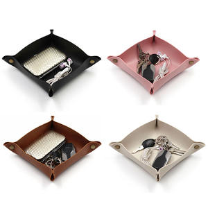 נייד מעור לוח שולחן מגש עיצוב הבית 4 צבעים עבור מטבע נסיעות צלחת אחסון עבור נשים גברים - Product Image 4