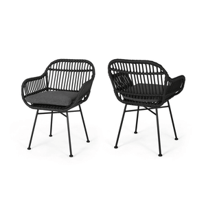 Ensemble de 2 chaises de patio DB Orlando en faux rotin finition gris foncé - Product Image 3