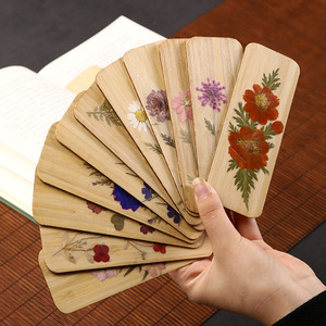 Bamboo <b>Bookmarks</b> With Pressed Flowers Mixed Colors Eco Friendly Home Office Use - Product Image 1
