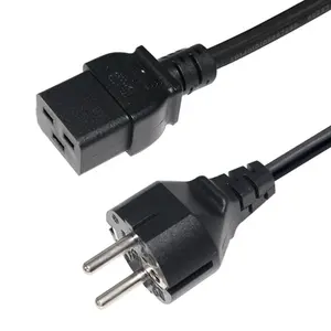 EU-C19 Schuko 3Pin to IEC 320 C19 AC Power Cable 16A 250V 1.8m/6ft 1.5mm EU C19 Power Cord for PDU Chassis