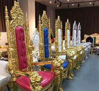 Chaise de luxe Reine de l'amour, trône doré, mobilier, chaise de trône gothique, chaise de trône de mariage en toile de jute, chaises de trône de roi pas chères pour canapé de mariage